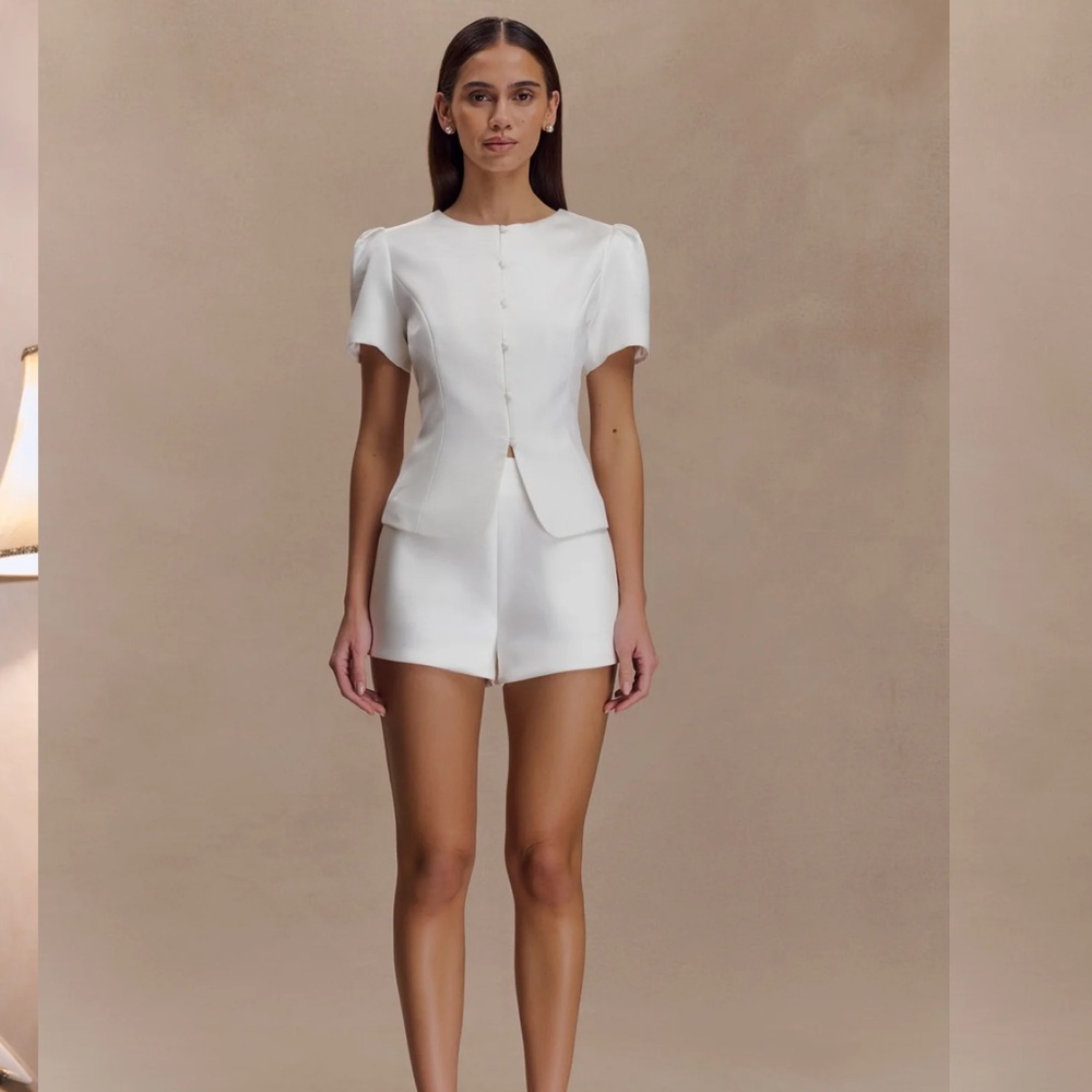 Meshki Anne short set - satin white